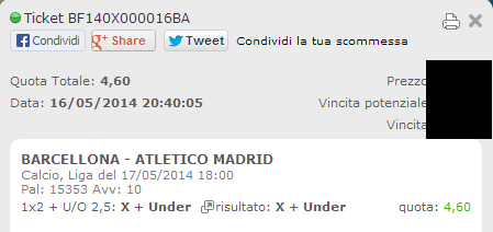 Combobet Vincente Barcellona-Atletico Madrid