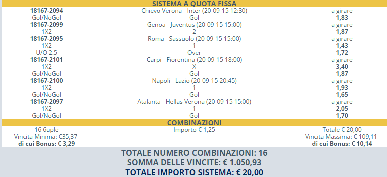 sistema scommesse serie a