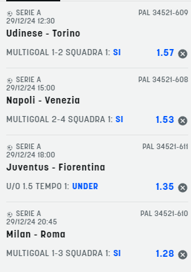 scommesse pronte Serie a 2024-12-29