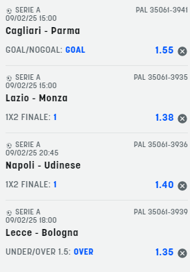 scommesse pronte Serie a 2025-02-08