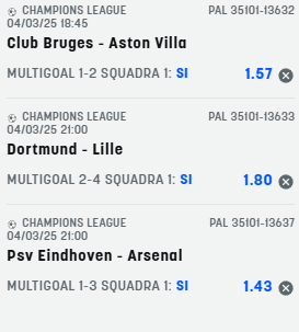 scommesse pronte Champions League 2025-03-05