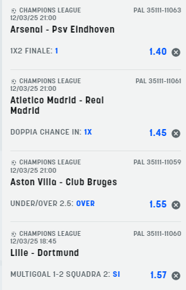 scommesse pronte Champions League 2025-03-11